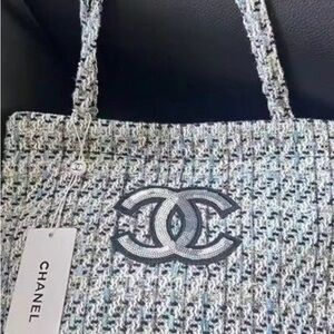 GWP Chanel Tweed Tote Bag - Black and Gray